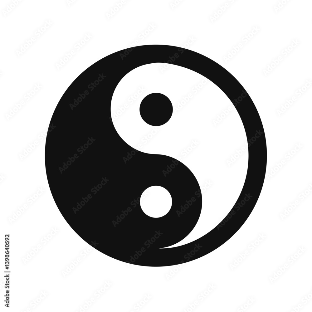 Balanced Harmony: Minimal Yin Yang Vector Emblem Balanced Harmony: Minimal Yin Yang Vector Emblem