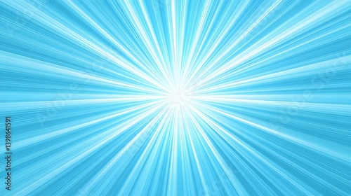 Bright Blue Radial Burst Background with Light Rays