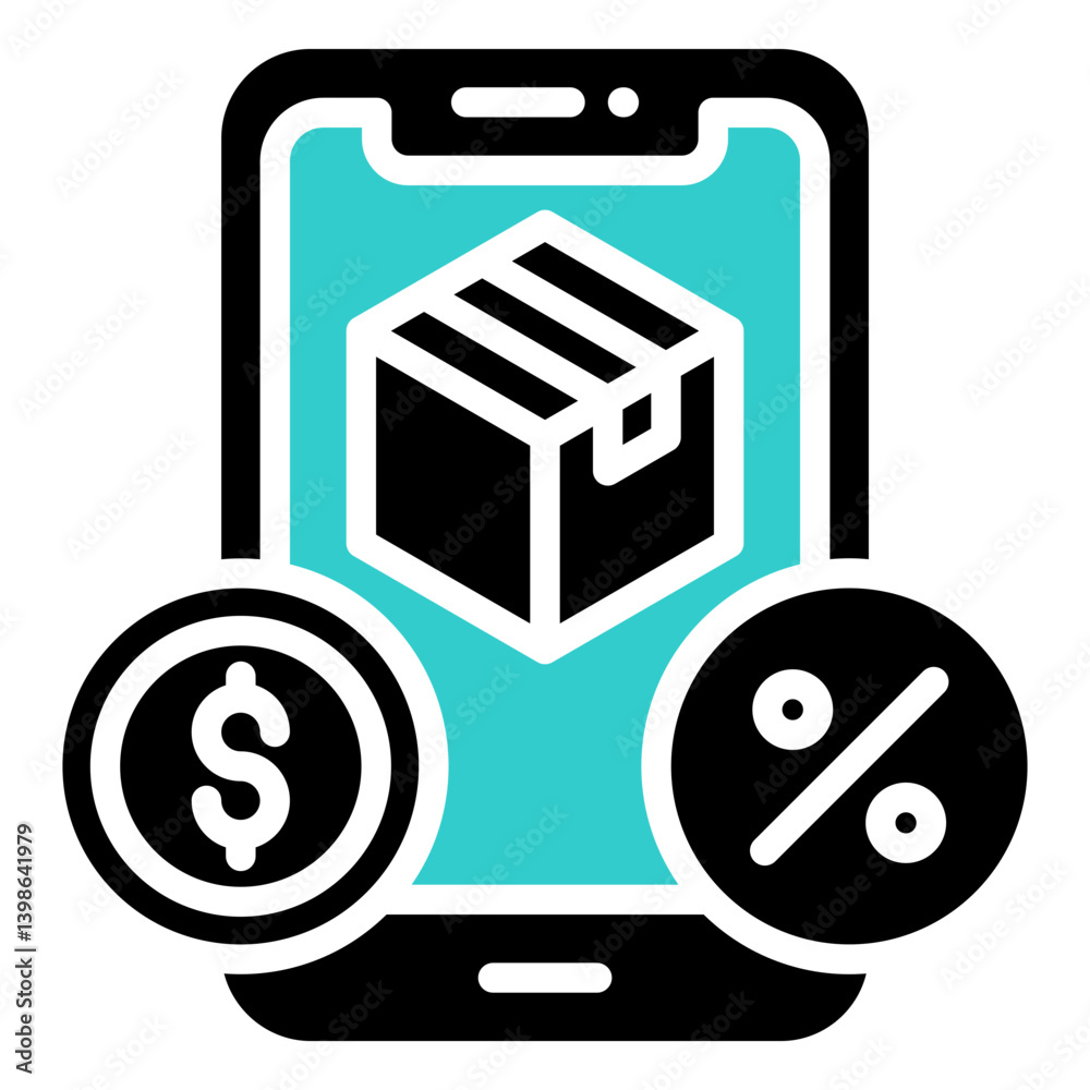 Product Discount Icon Commerce Glyph Dual Tone Design Vector Concept