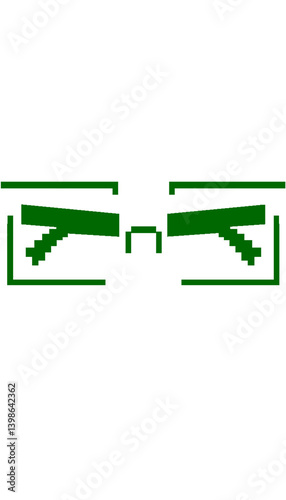 eight-bit green face or animal smiley face