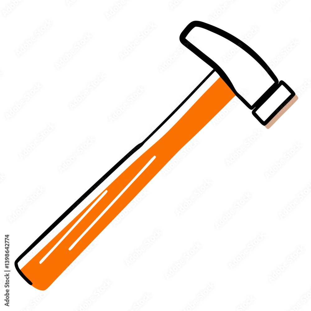 Hammer tool illustration with orange handle Hammer tool illustration with orange handle