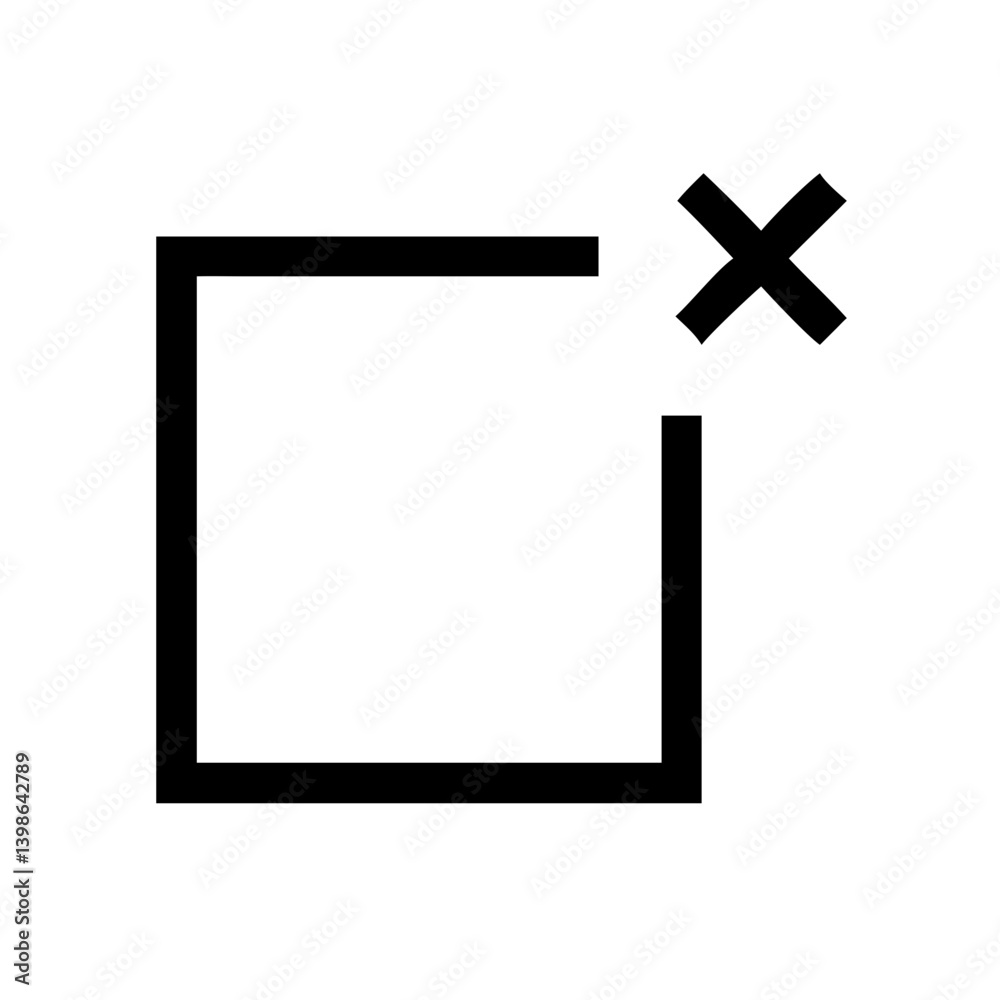 Obraz premium rectangle xmark glyph vector flat icon