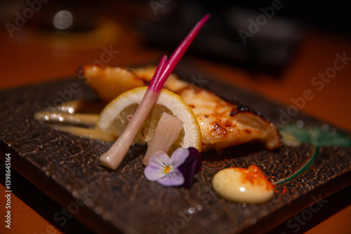 Canvas Print Sand Grilled Cod Fish