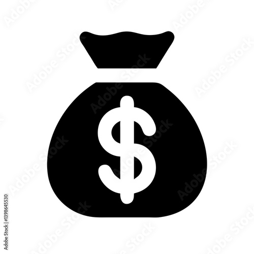 sack dollar glyph  vector flat icon