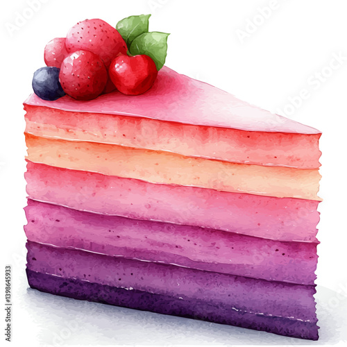 Mille Crepe Cake, watercolor illustration, isolated on a white background.

