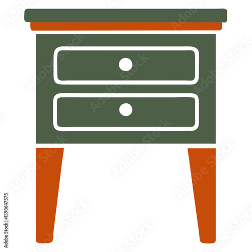 Stylish green nightstand with two drawers  