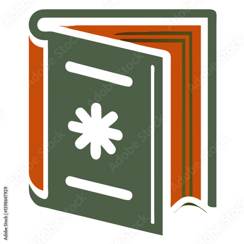 Hardcover Book Icon in Green and Orange Design  