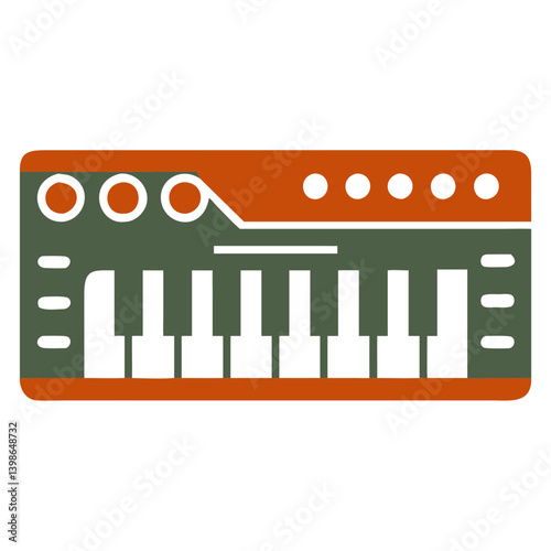 Synthesizer illustration in a modern style with vibrant colors  