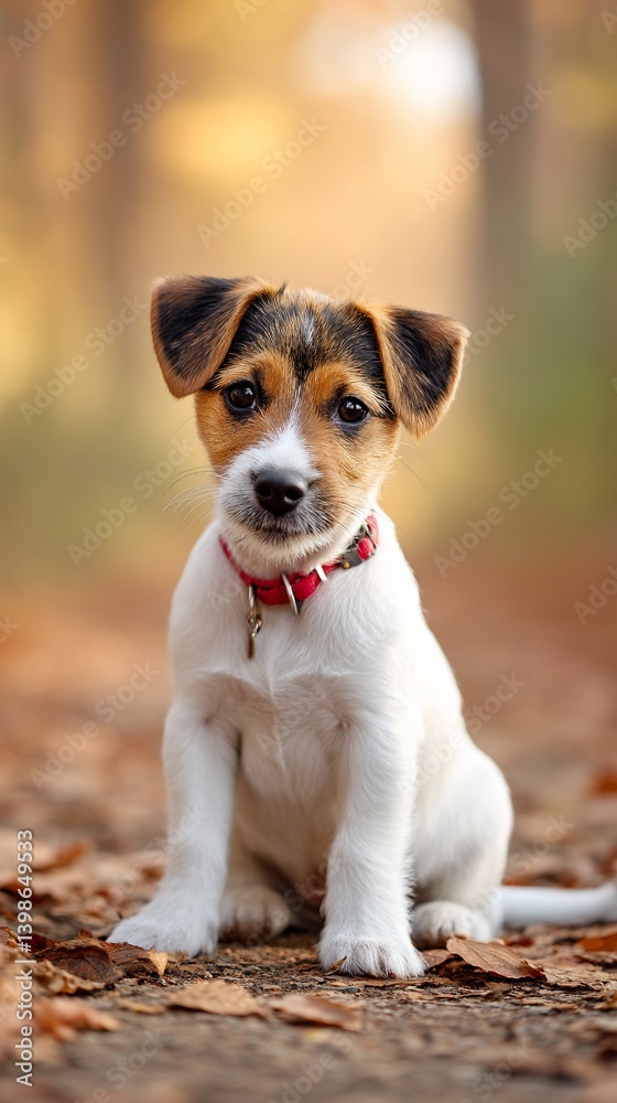 Puppy in Autumn Leaves