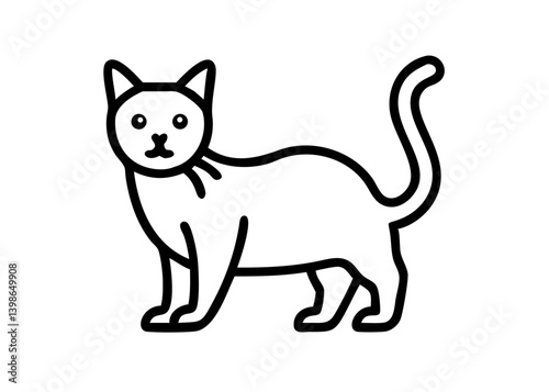 Icon of a simple line drawing of a cat. american wirehair.