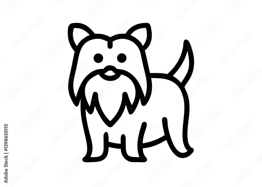 Fototapeta premium Icon of a simple line drawing of a dog. yorkshire terrier.
