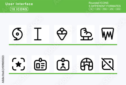 Set of 5 rounded user interface icons, grin, squint, icon, flat, vector, tears, stars, tongue, wink
