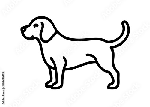 Icon of a simple line drawing of a dog. beagle