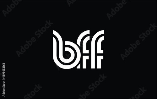 BFF Creative Unique Modern Letter Logo Design. Stylized logo featuring a unique letter design, presenting abstract minimalist aesthetics and modern appeal.