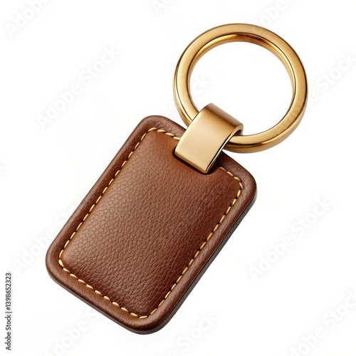 Elegant brown leather keychain with gold ring perfect gift