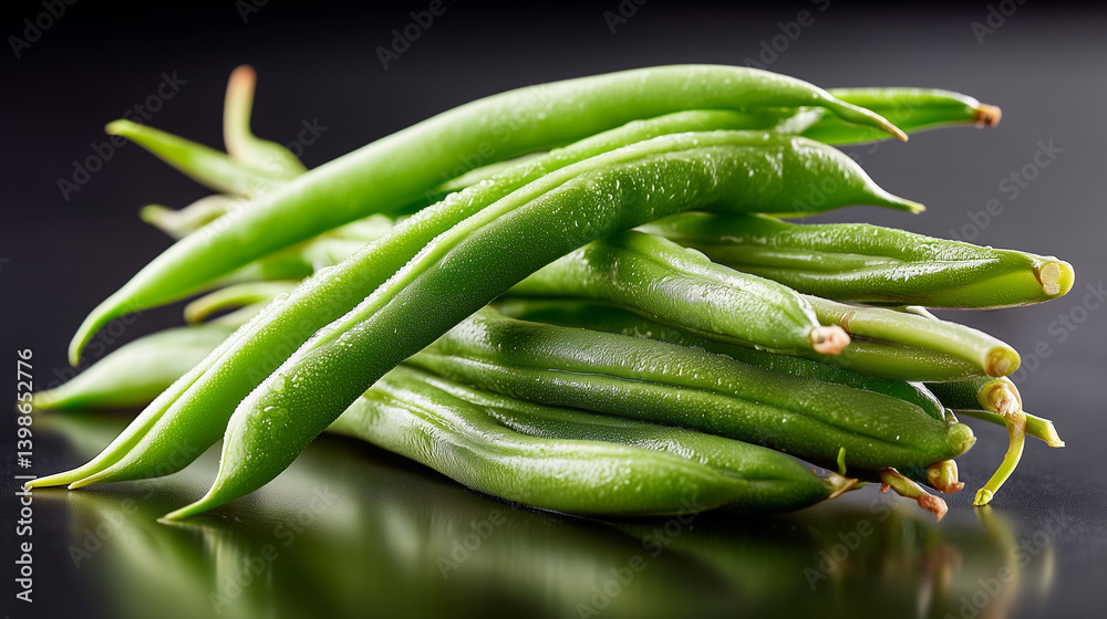 Fresh green beans on a dark background Fresh green beans on a dark background