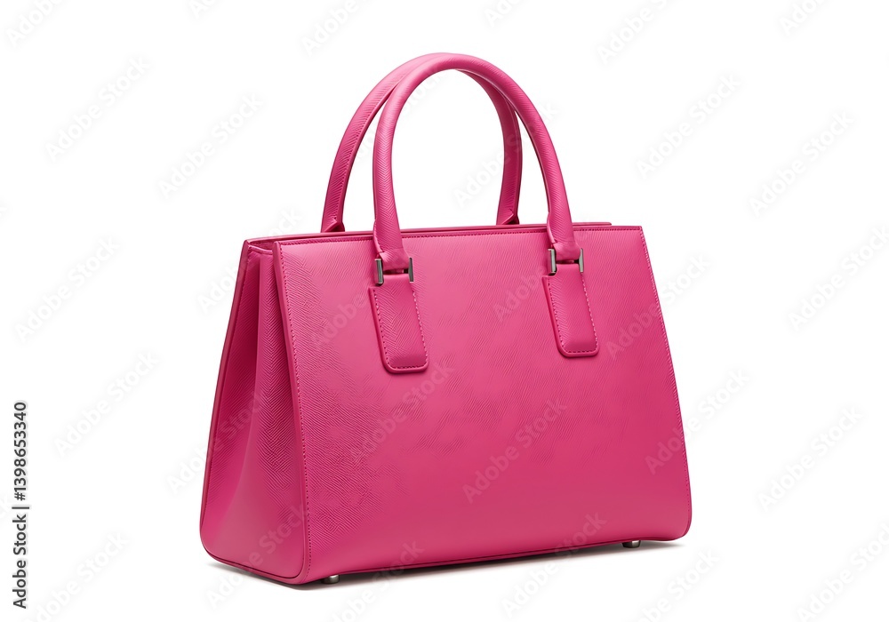 Naklejka premium Elegant Pink Handbag with Structured Design and Herringbone Texture