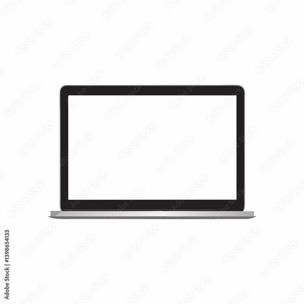 Sleek silver laptop with a blank white screen perfect for mockups and presentations clean design simple elegant style Sleek silver laptop with a blank white screen perfect for mockups and presentations clean design simple elegant style