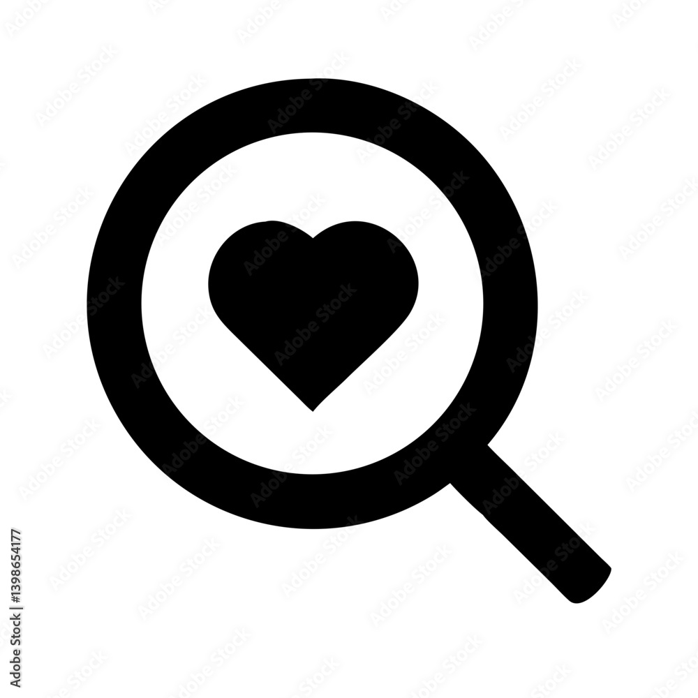 search heart glyph vector flat icon search heart glyph vector flat icon