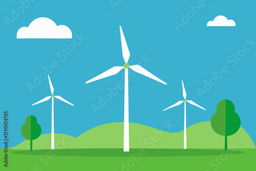 wind turbine on green field