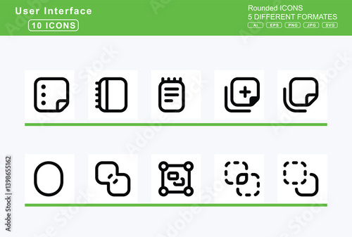 Set of 5 rounded user interface icons, light, switch, icon, flat, vector, off, on, line, width, link, -2, horizontal, slash