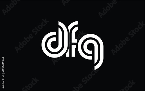 DFQ Creative Unique Modern Letter Logo Design. Stylized logo featuring a unique letter design, presenting abstract minimalist aesthetics and modern appeal.
