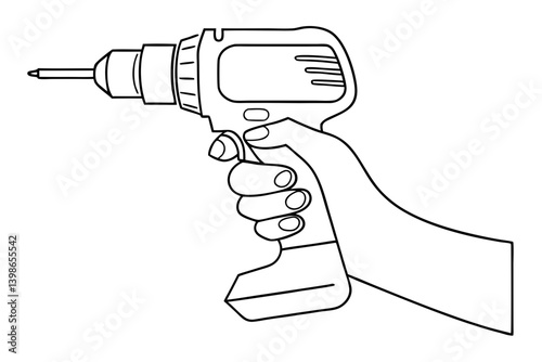One line drawing of drill in hand