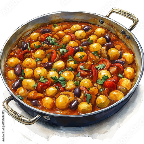 Menemen, watercolor illustration, isolated on a white background.

