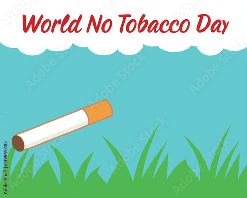 World No Tobacco Day: Cigarette on Green Grass Under Blue Sky