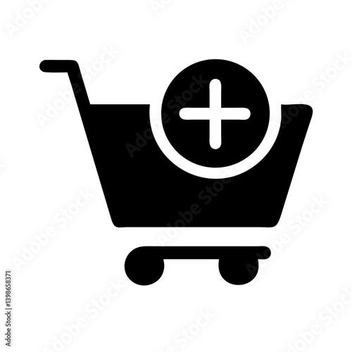 shopping cart add glyph  vector flat icon
