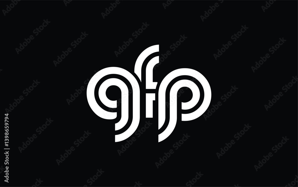Obraz premium GFP Creative Unique Modern Letter Logo Design. Stylized logo featuring a unique letter design, presenting abstract minimalist aesthetics and modern appeal.