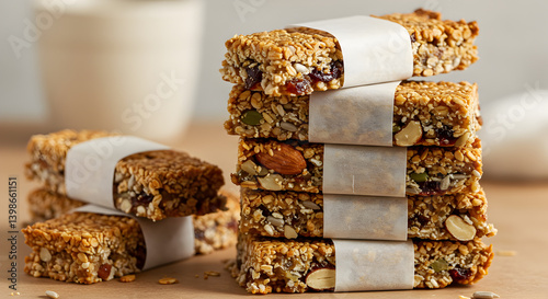 Delicious Gluten Free Granola Bars Stacked With Natural Ingredients Ready To Eat