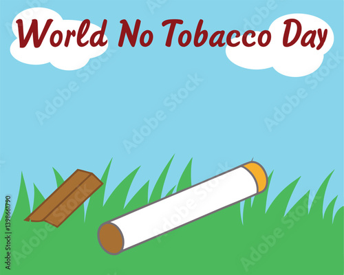 World No Tobacco Day: Cigarette on Green Grass Under Blue Sky