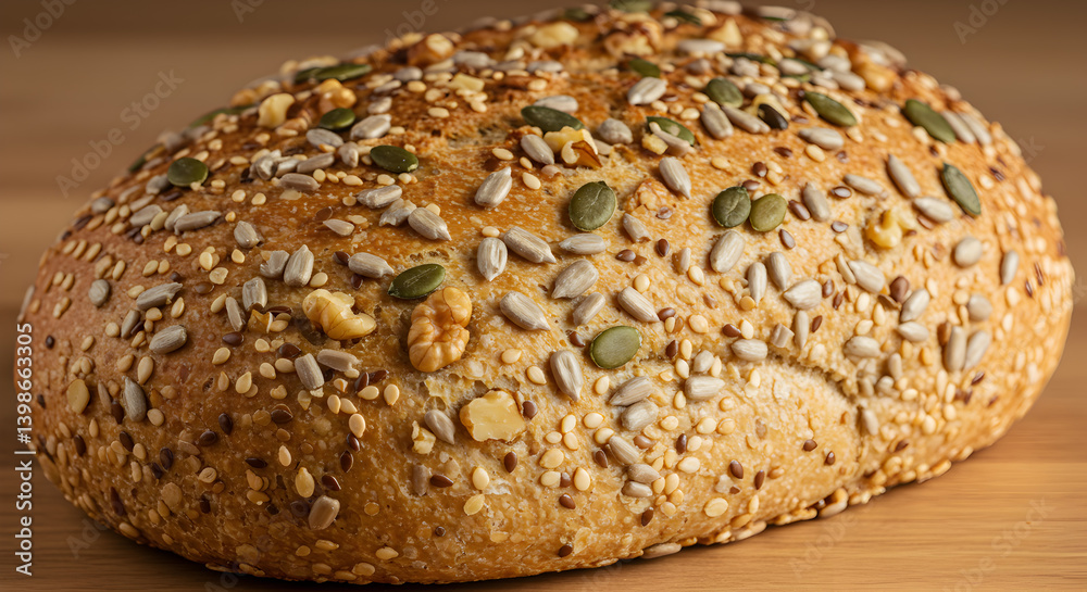 Artisan Freshly Baked Whole Grain Bread Loaf With Seeds And Nuts Artisan Freshly Baked Whole Grain Bread Loaf With Seeds And Nuts