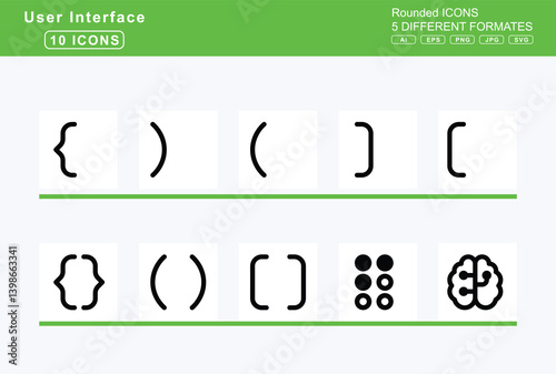 Set of 5 rounded user interface icons, books, icon, flat, vector, book, section, medical, spells, tanakh, user, border, all, bottom
