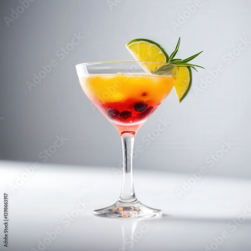 Wallpaper Mural Vibrant cocktail garnished with lime and rosemary served in a chic glass, perfect for a summer gathering Torontodigital.ca