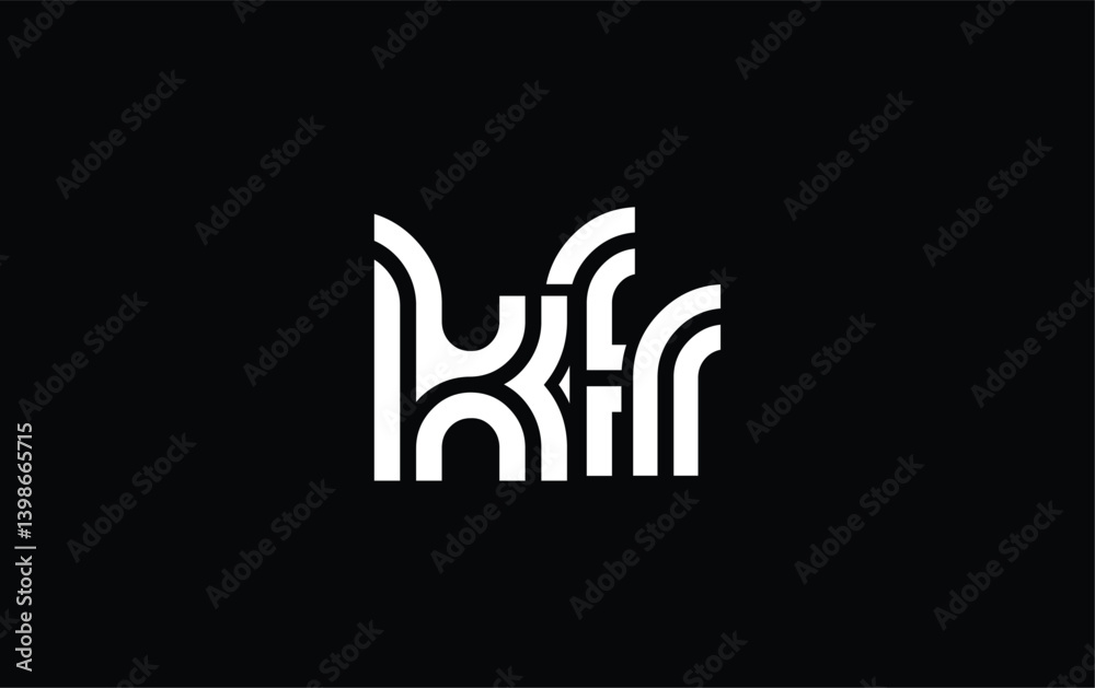 Obraz premium KFR Creative Unique Modern Letter Logo Design. Stylized logo featuring a unique letter design, presenting abstract minimalist aesthetics and modern appeal.