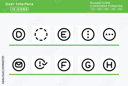 Set of 5 rounded user interface icons, chart, network, icon, flat, vector, pie, -2, pyramid, radar, scatter, 3d, bubble