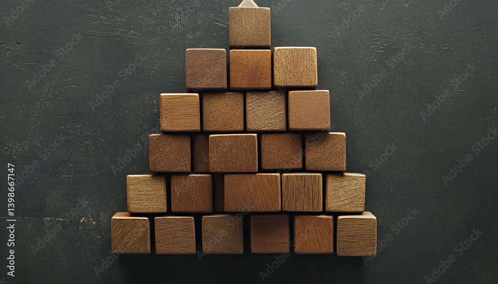 wooden cube arrange in pyramid shape ,business concept wooden cube arrange in pyramid shape ,business concept