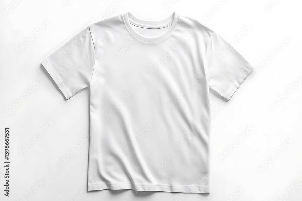 Simple White T-Shirt with Soft Cotton Texture Isolated on White Simple White T-Shirt with Soft Cotton Texture Isolated on White