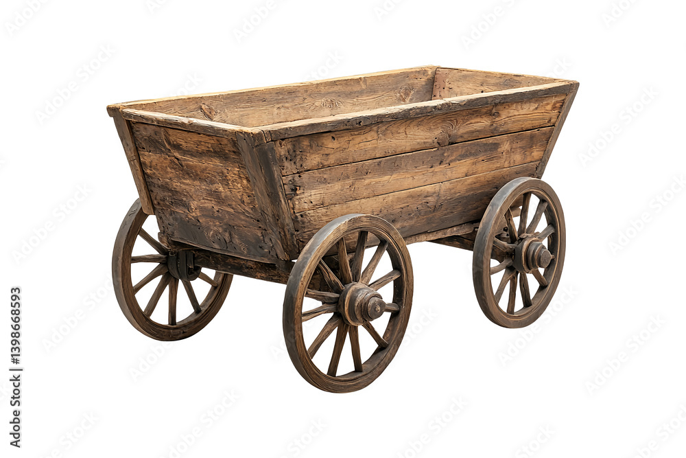 Wooden cart isolated on transparent background Wooden cart isolated on transparent background