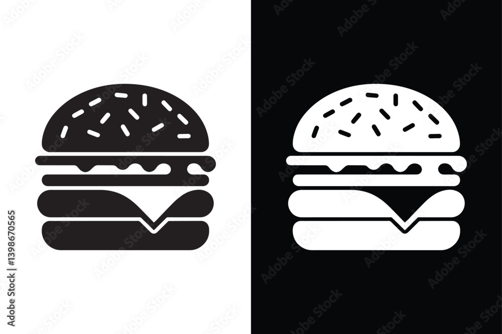 Fototapeta premium Burger icon vector on White Background ,Vector Art Illustration on white background.