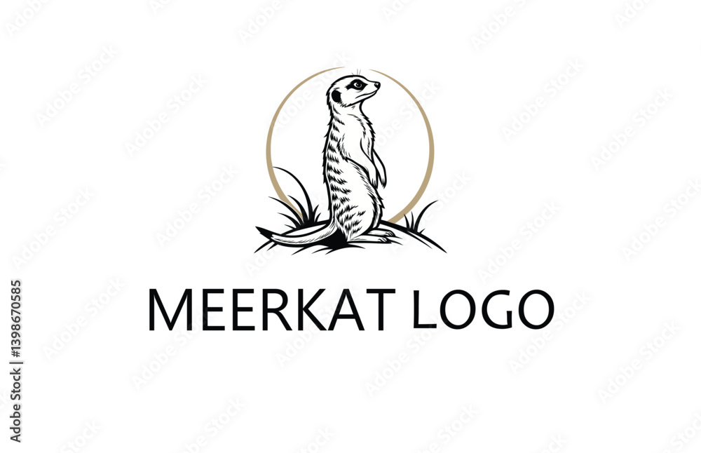 Obraz premium Detailed Meerkat Logo Vector in Hand-Drawn Ink Style | Ideal for Eco-Friendly and Organic Brand Identities.