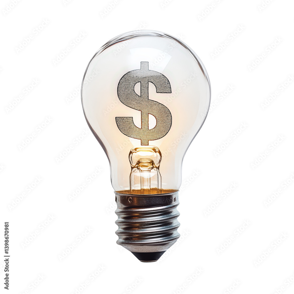 Light bulb with dollar symbol, white isolate background. Light bulb with dollar symbol, white isolate background.