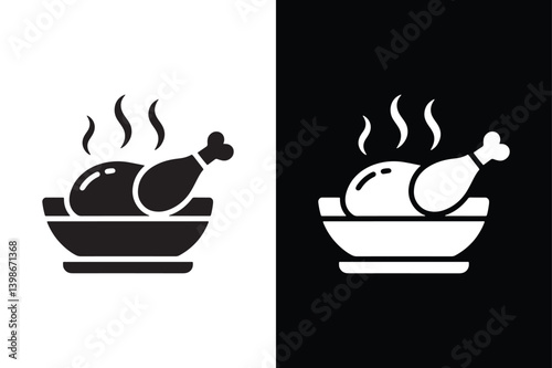 Fried chicken icon vector on White Background ,Vector Art Illustration on white background.