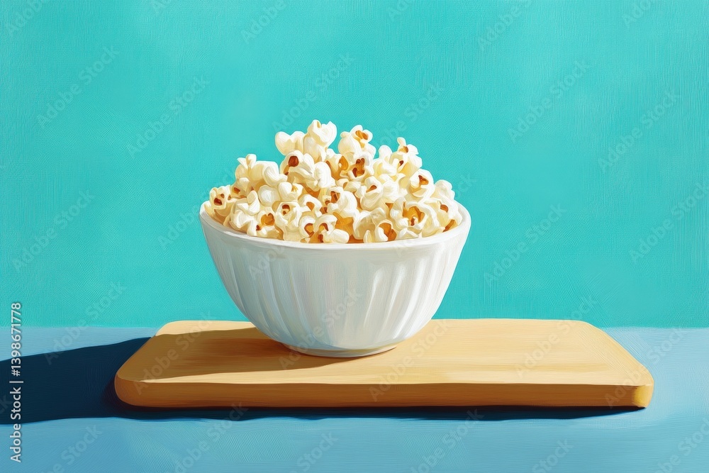 A close-up view of a bowl of popcorn. A close-up view of a bowl of popcorn.