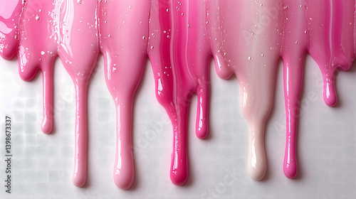 Wallpaper Mural Vibrant pink paint dripping down a smooth surface creating a colorful abstract texture Torontodigital.ca