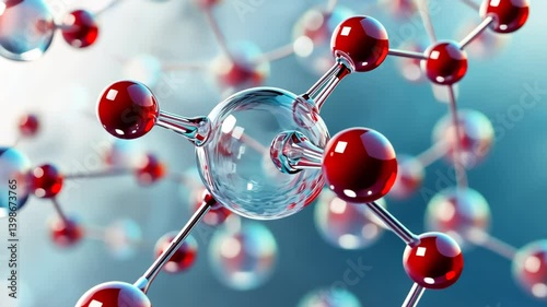 Exploring the intricate dance of molecules in a vibrant scientific landscape filled with red and clear elements Generative AI