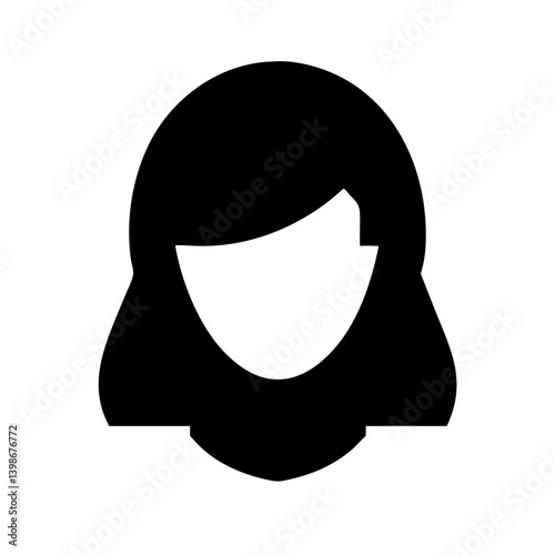 woman head glyph  vector flat icon