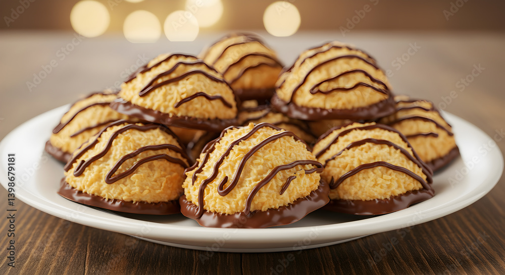Delicious Gluten Free Coconut Macaroons With Chocolate Drizzle Dessert Delicious Gluten Free Coconut Macaroons With Chocolate Drizzle Dessert